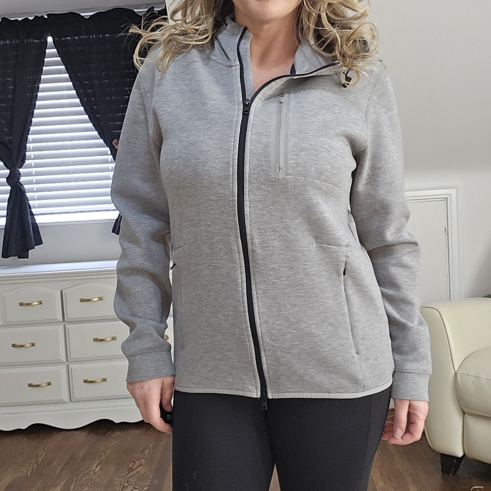 VRST Men’s Gray Zip-Up Performance Hoodie with Secure Pockets